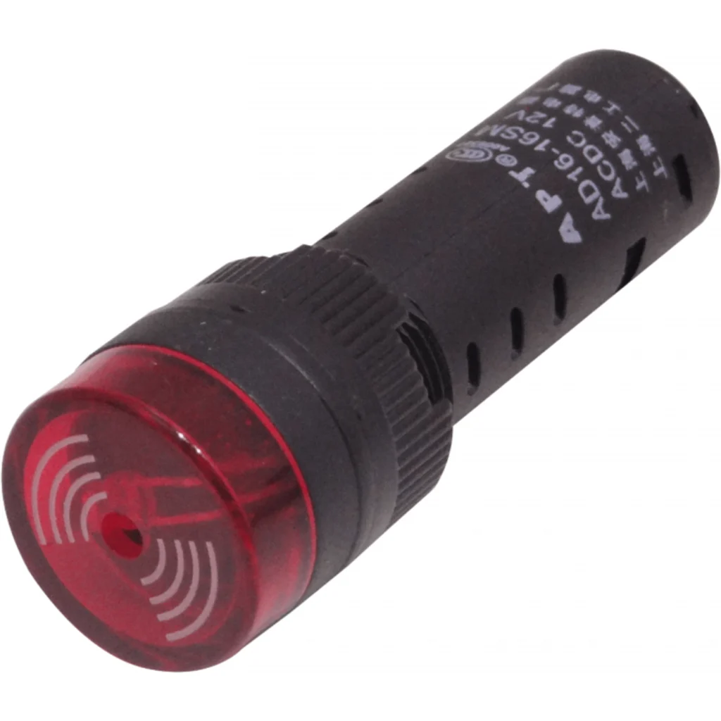 Rojo Buzzer Luz Piloto LED 12VDC/AC 15mm-diam 19mm-cabeza 55mm-altura