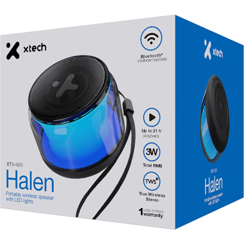 Imagen 9 de Xtech - Speaker - Black with LED Lights - Halen BT 3W TWS XTS-603