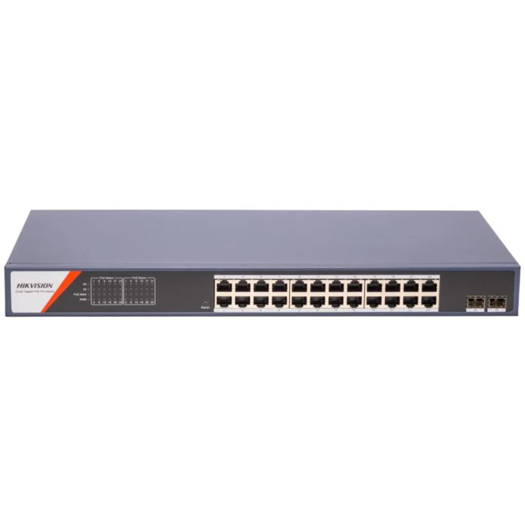 Switch L2 Administrable Hikvision 24 Ports Gigabit POE+ 2 Puertos SFP