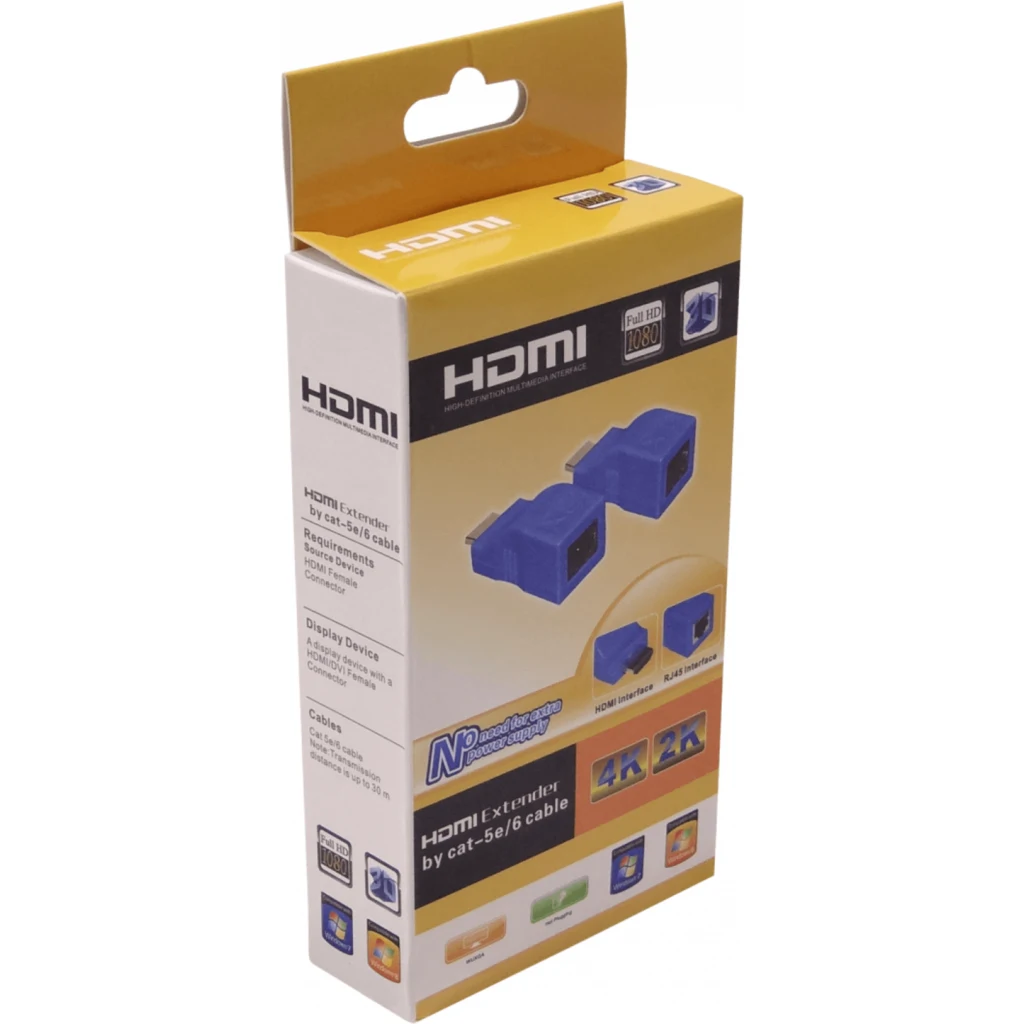 Extensor Pasivo HDMI-30T, Cable-UTP-CAT6 HDMI 2.0 1080p hasta 30mts