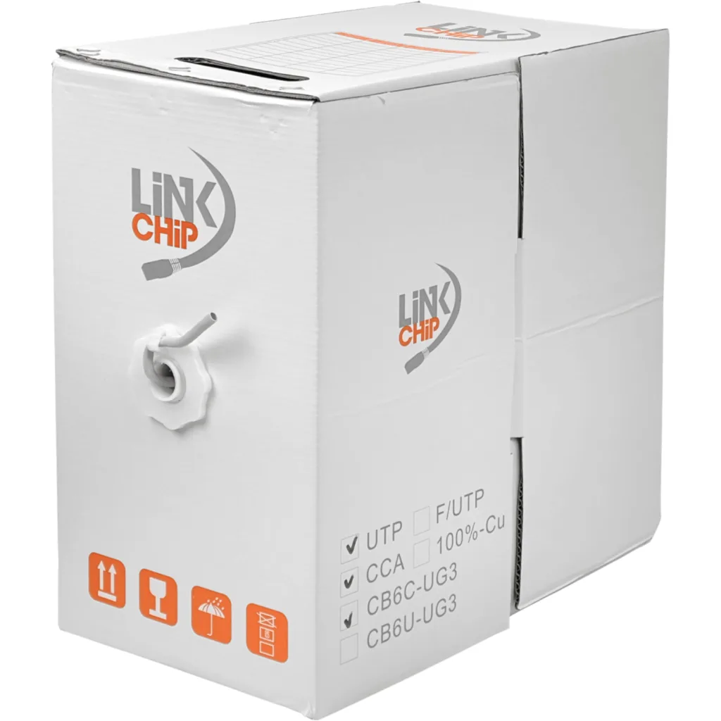 Imagen 2 de LINKCHIP AWG24/0,5mm CCA Similar-Cat6 Gris Cable UTP 305mt Aleacion