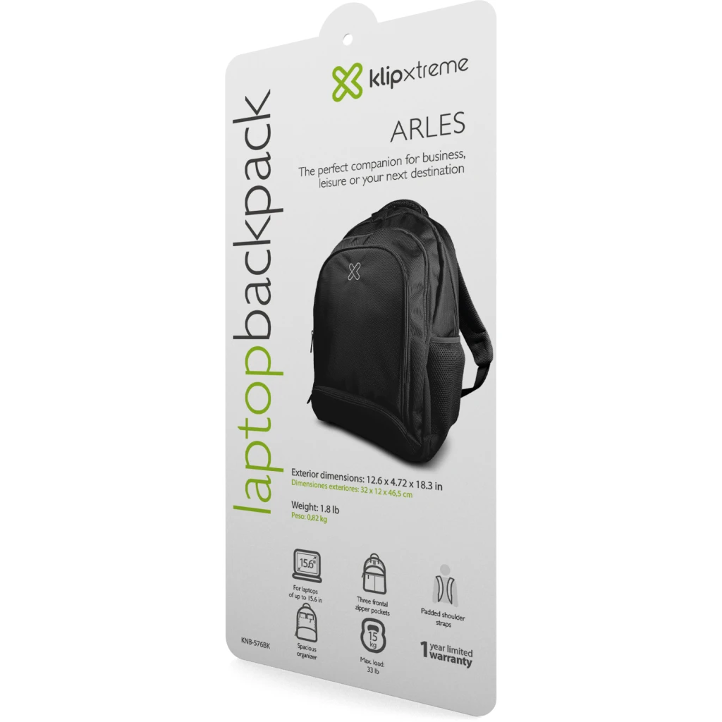 Imagen 4 de Mochila Notebook KlipX KNB-576BK Arles, hasta 15.6" Polyester Color Negro