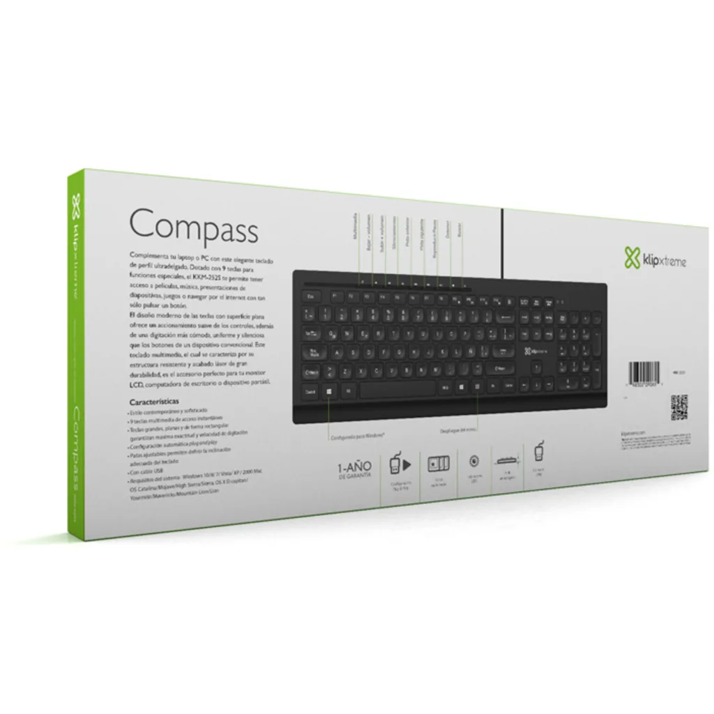 Imagen 6 de Teclado Alámbrico KlipX KKM-252S, Español USB 2.0 Teclas Multimedia Color negro