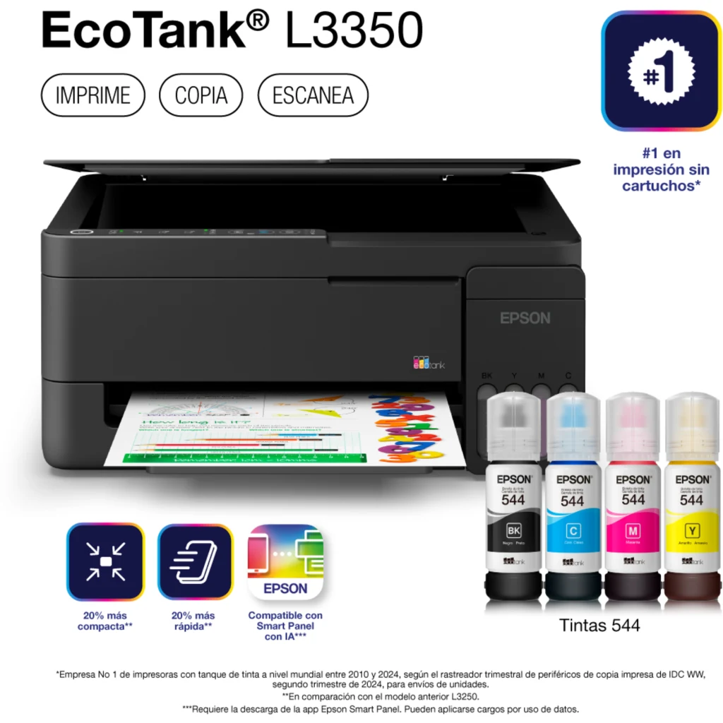 Imagen 1 de Impresora Multifunción Epson EcoTank L3350, Tanques de Tinta Color WiFi USB2.0