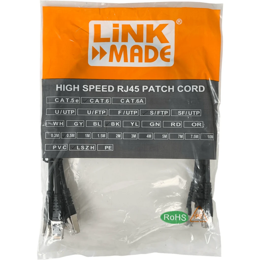 Imagen 4 de LINKMADE S/FTP CAT6 4UN 50cm NEGRO LSZH CABLE PATCH INYECTADO MULTIF