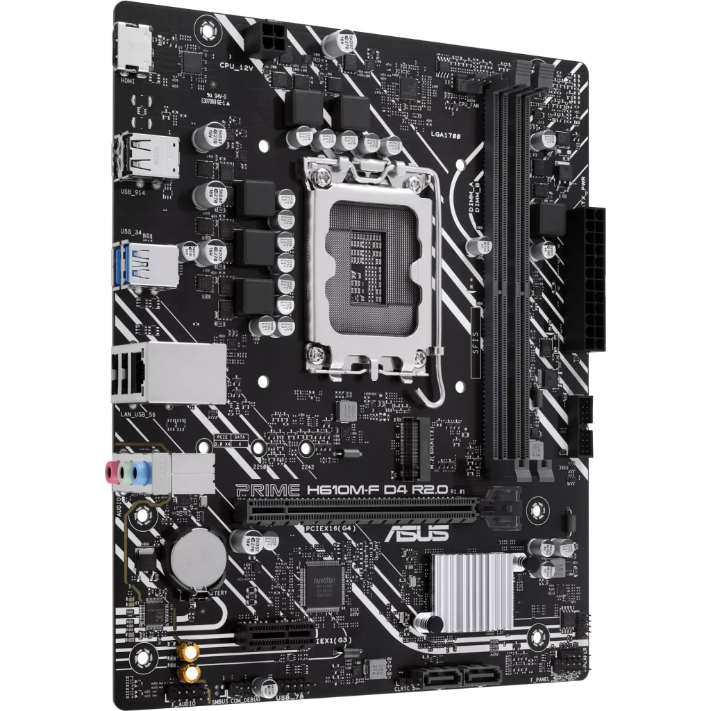Imagen 1 de Tarjeta Madre Asus Prime H610M-F D4 R2.0 LGA1700 2*DIMM DDR4 HDMI 1Gb LAN mATX