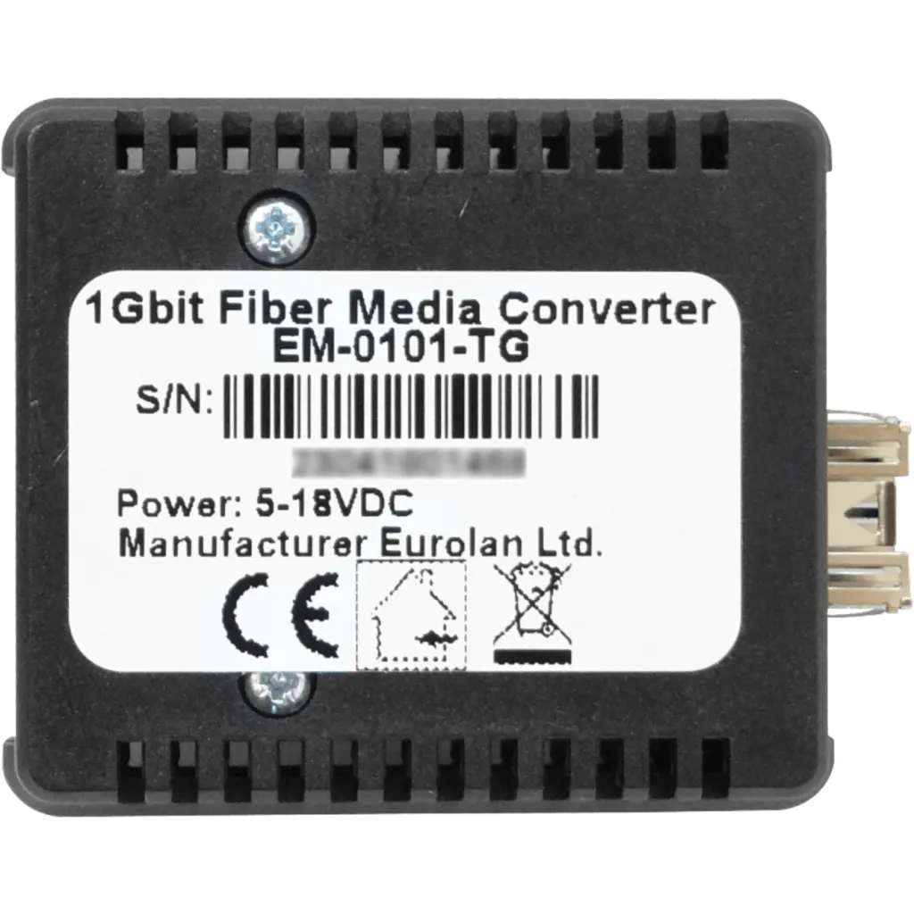 Gigabit Media Converter 5-18VDC inc-12VDC EM-0101-TG EUROLAN 1-SFP 1-1000-RJ45