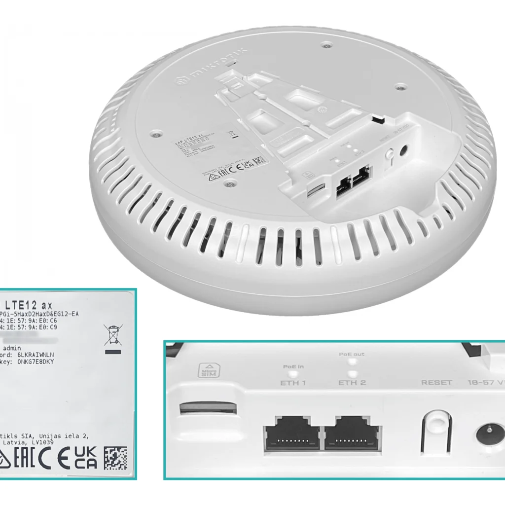 Imagen 3 de MIKROTIK WiFi6 6dBi 2,4GHz-574 5Ghz-1200 L4 in-48V 1-sim 2-1000-PoE