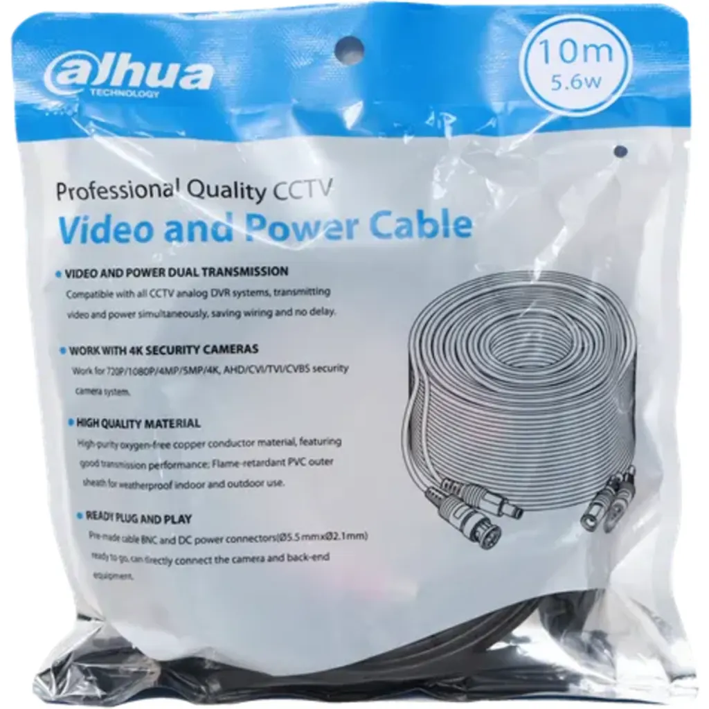 DH-PFM942I-10-5. ROLLO CABLE COAXIAL DAHUA CON ALIMENTACIoN 10MTS.