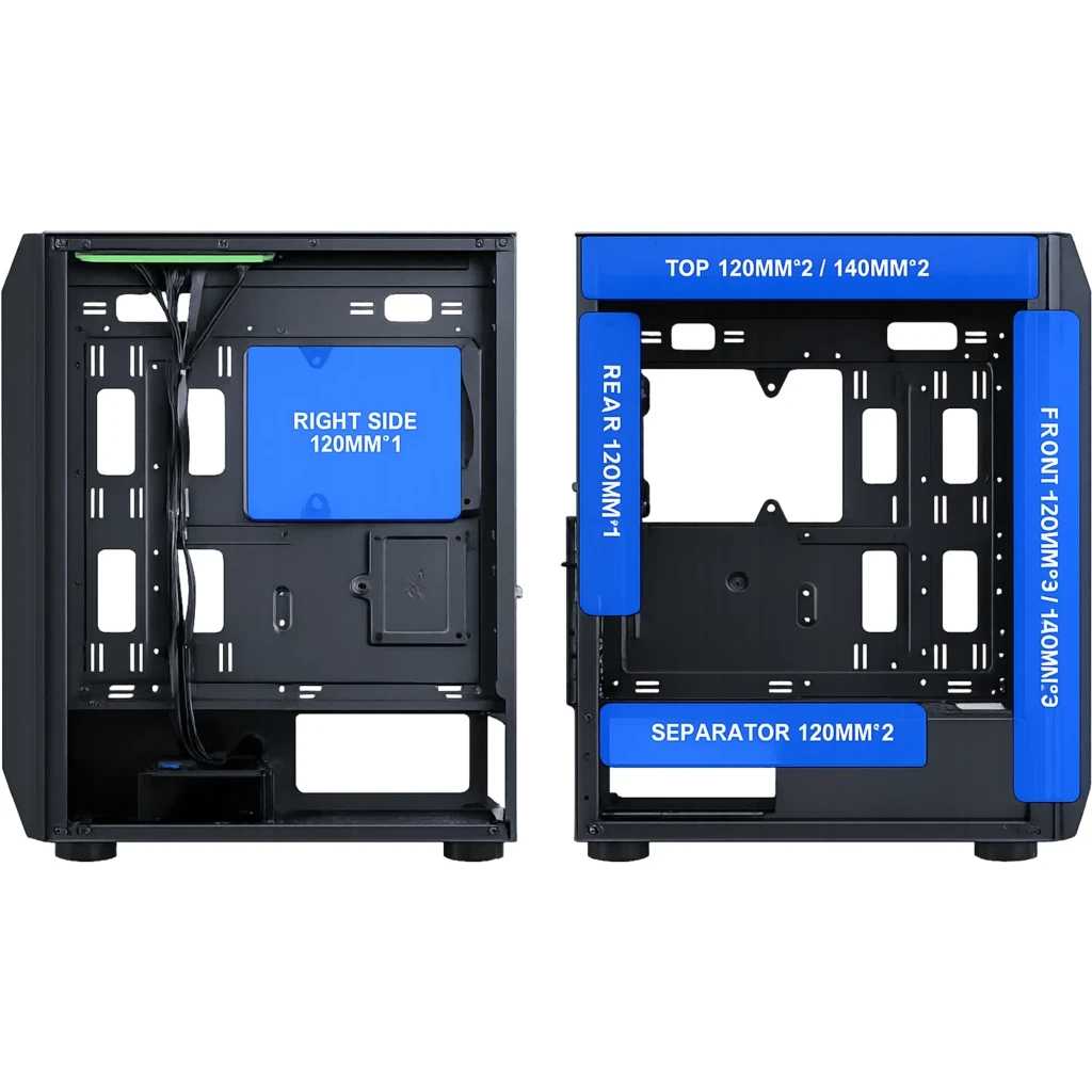 Imagen 2 de Gabinete Gamer EsGaming Y03, MediaTorre 2*USB2.0 USB3.0 4*FAN ARGB V.Temp. Negro