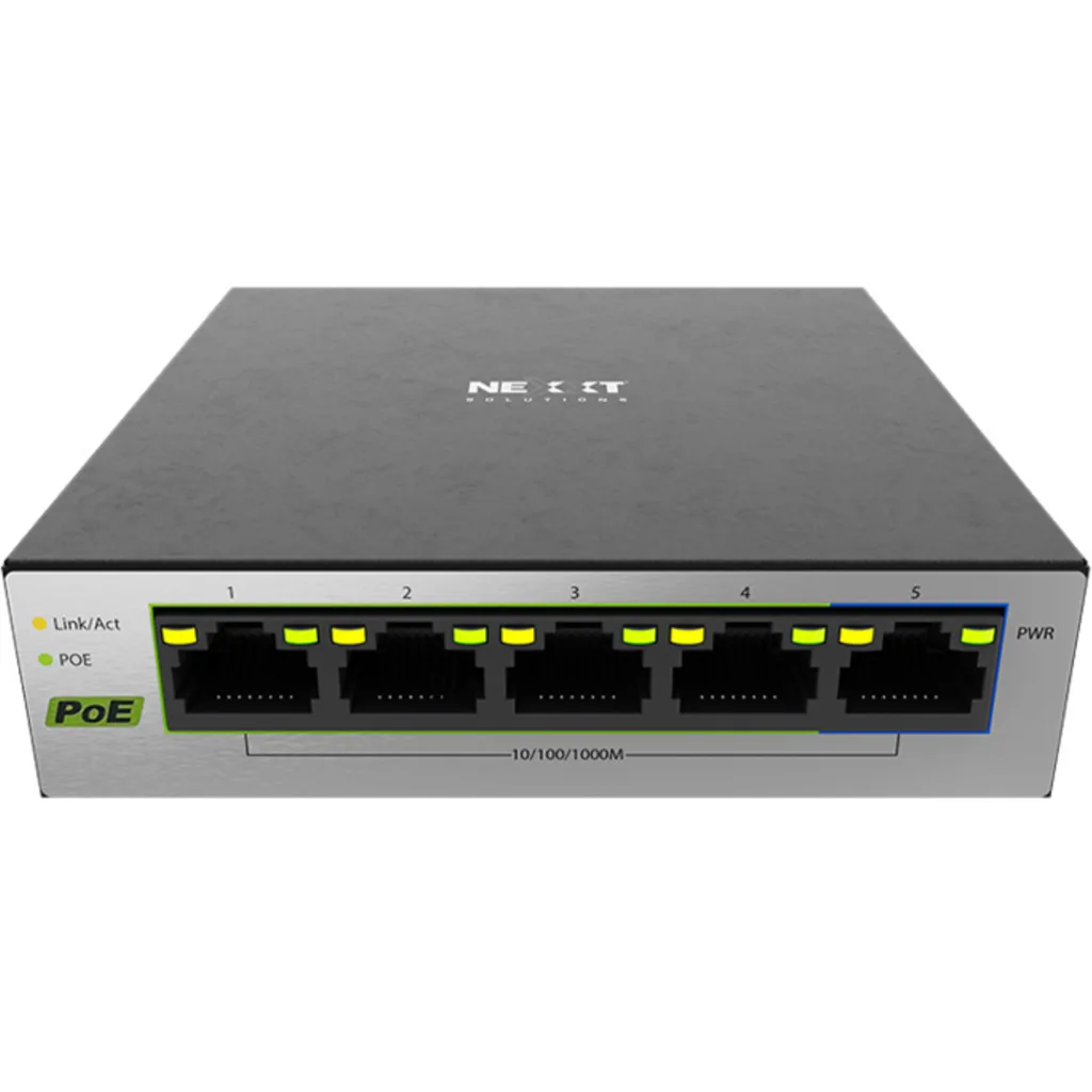 Switch de Escritorio 5 Puertos Nexxt , Gigabit Ethernet, 4 POE+ 60W