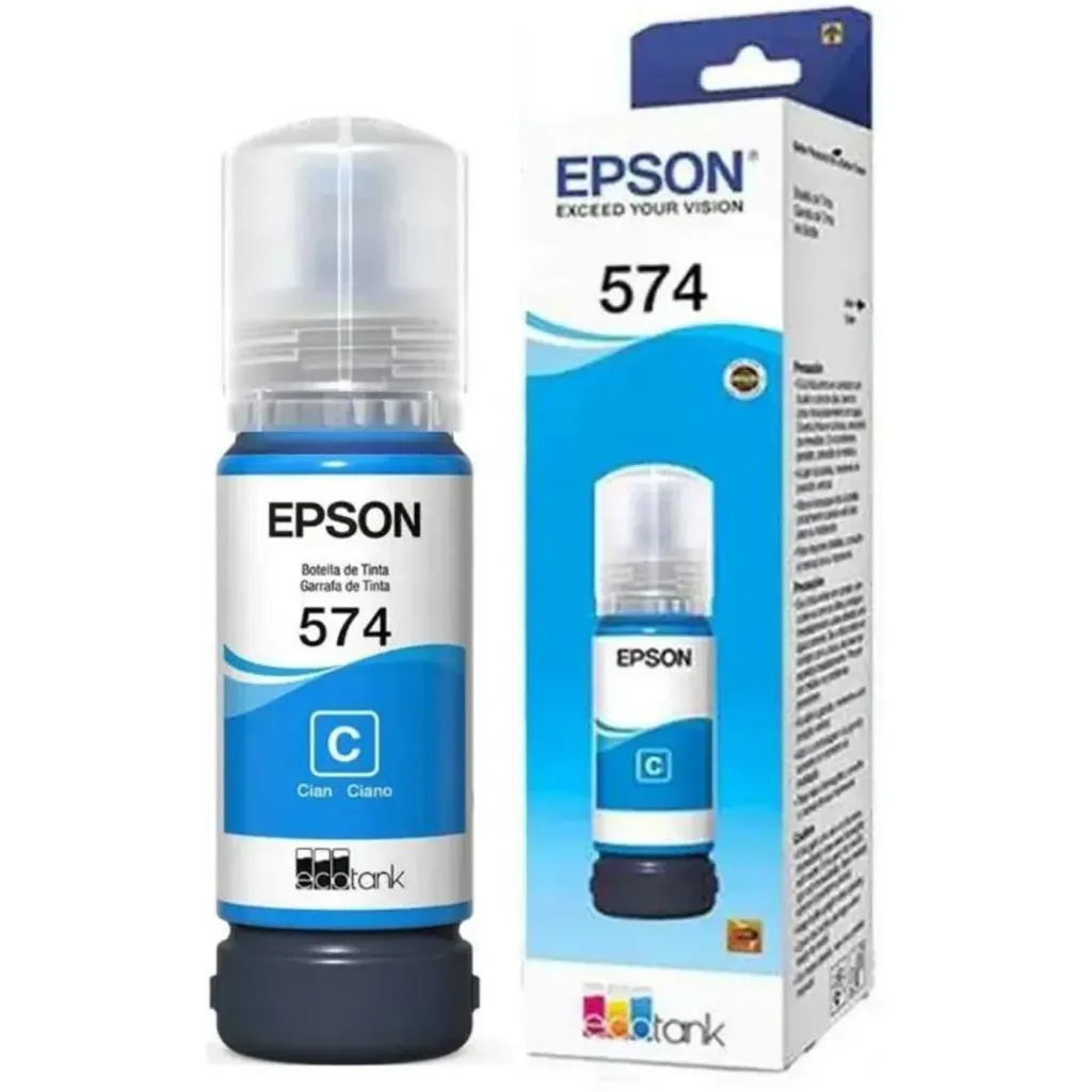 Botella de Tinta Epson T574 Cian, EcoTank L8050/L18050, 7.300 Páginas 70ml