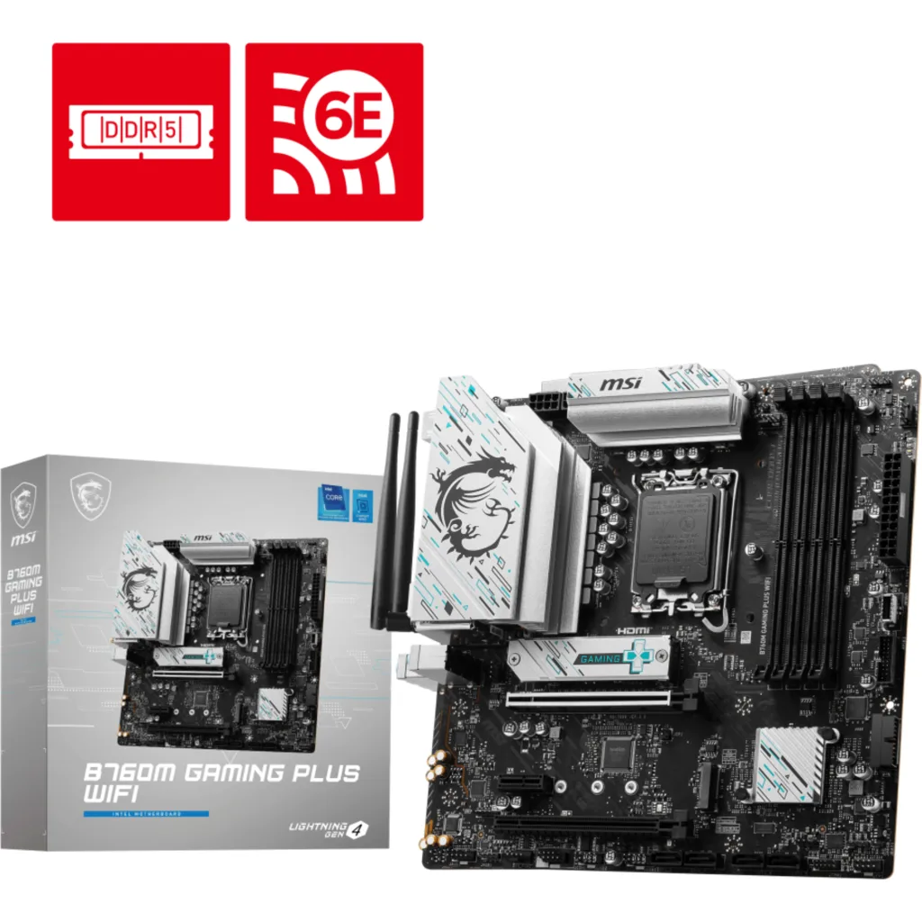 Tarjeta Madre MSI B760M GAMING PLUS WIFI LGA1700 4*DDR5 HDMI DP 2*M.2 mATX