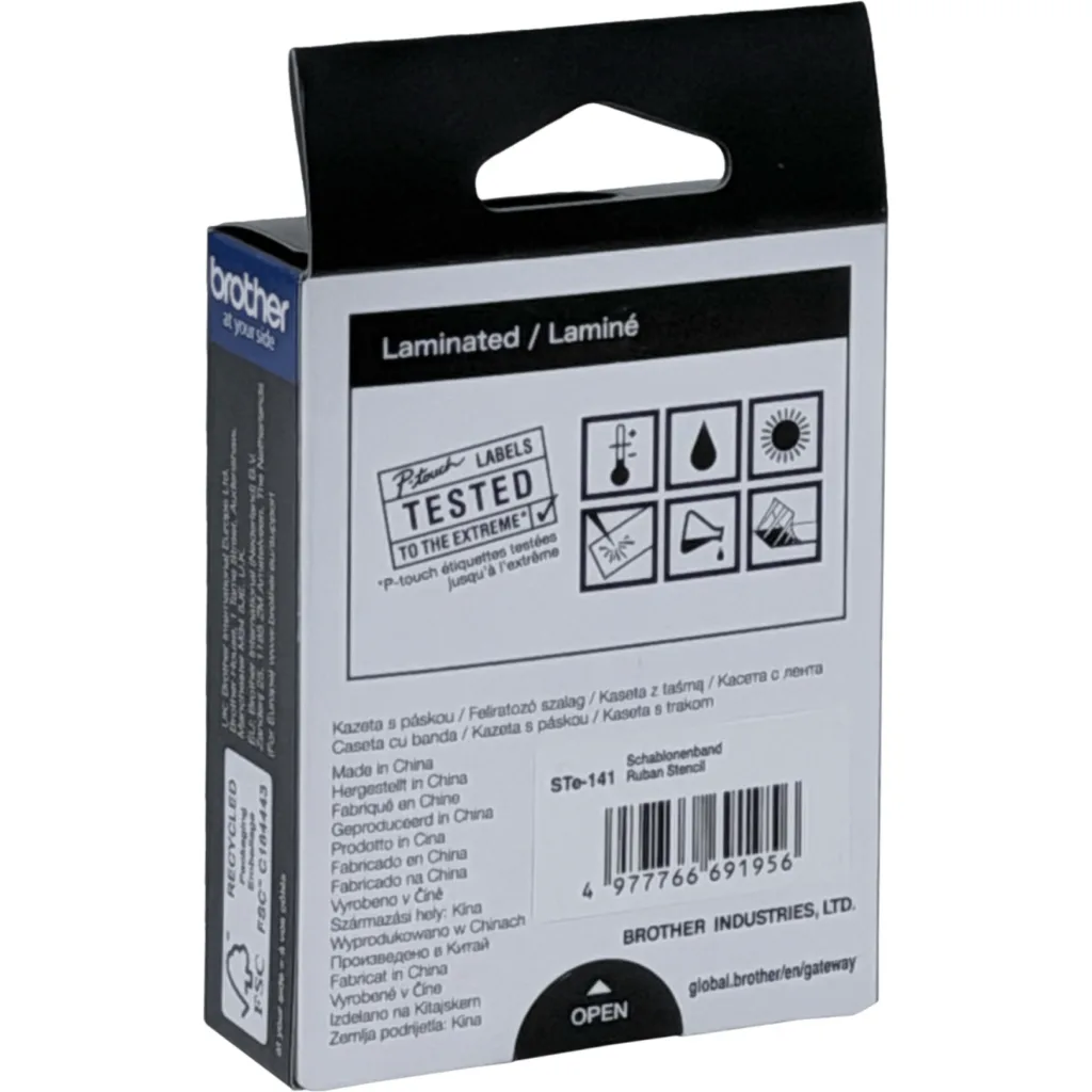 Imagen 2 de BROTHER 18mm Stencil Cinta 3mt p/PT-E300VP/D600/E550