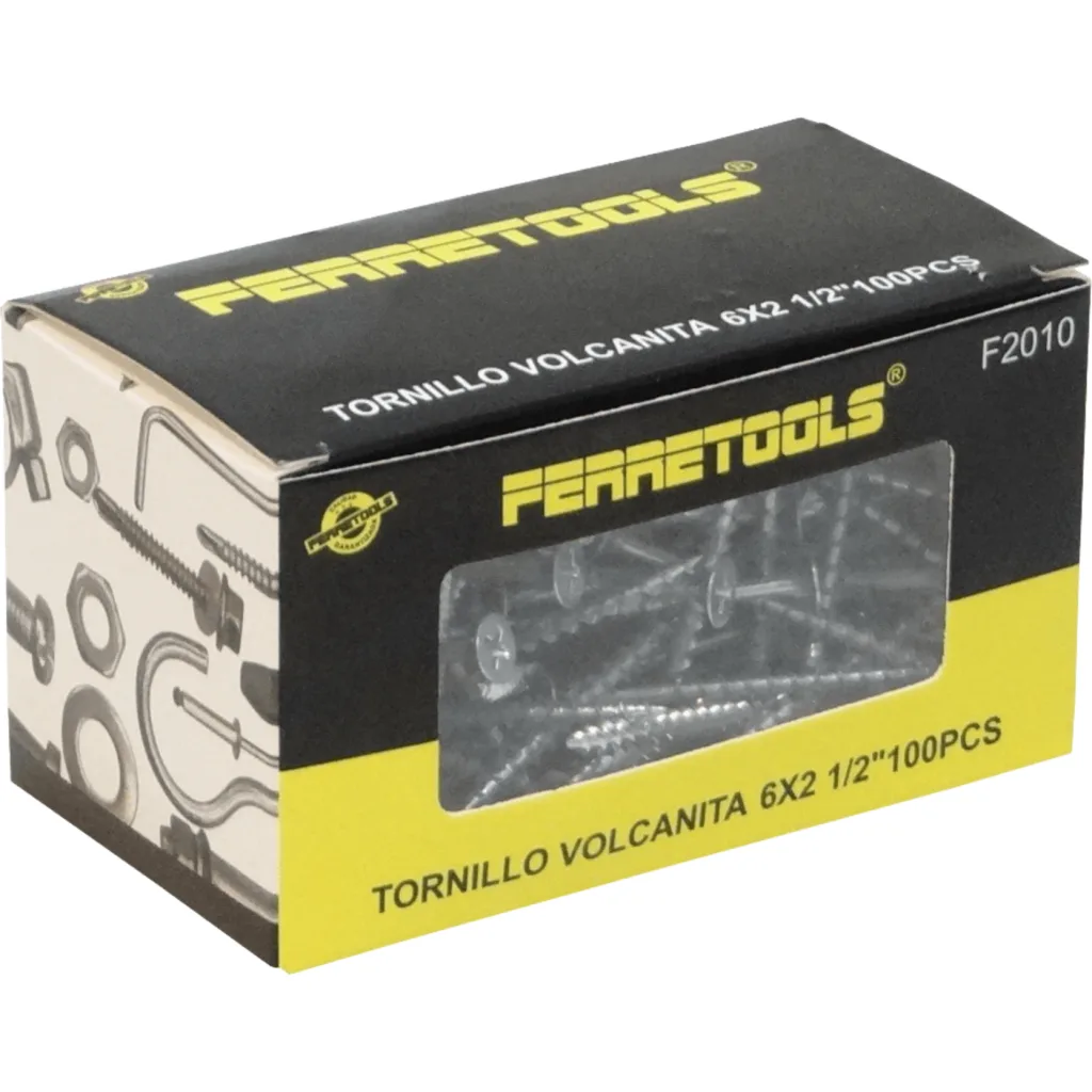 100-u. 6x2,5 Largo-63mm Plateado Cruz Tornillo Volcanita Punta 6x2 1/2