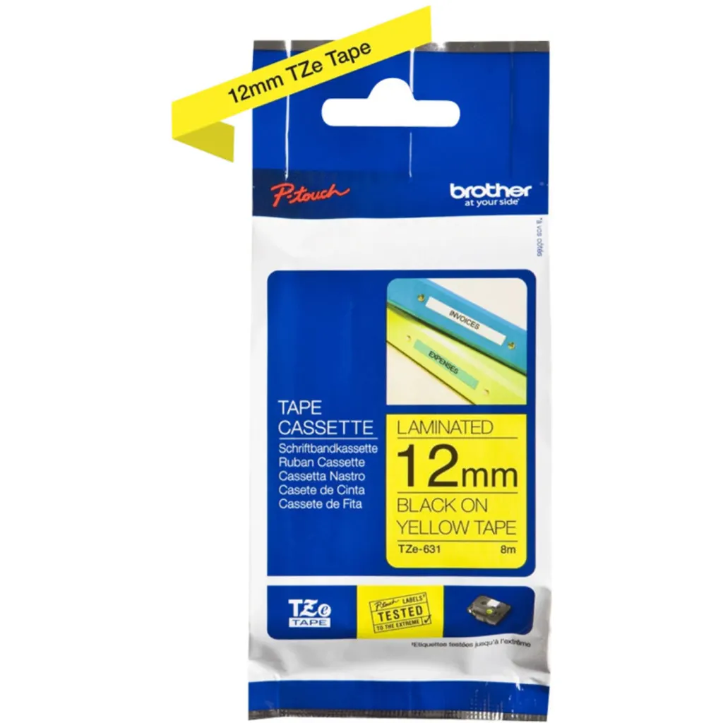 Imagen 3 de Cinta Brother TZE-631 Negro sobre Amarillo 12mm 