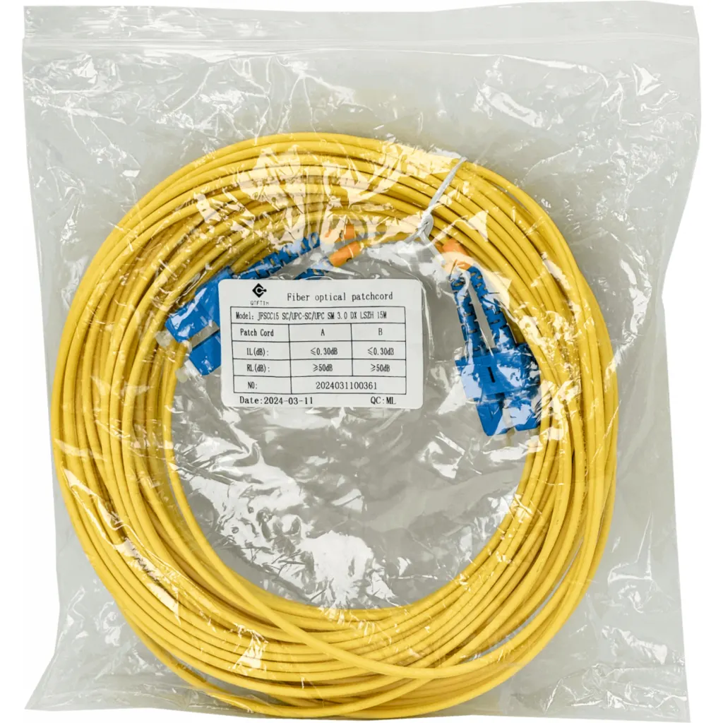 15mt SC-SC/UPC MonoModo SM Duplex Jumper Cable Fibra 9/125um 3mm