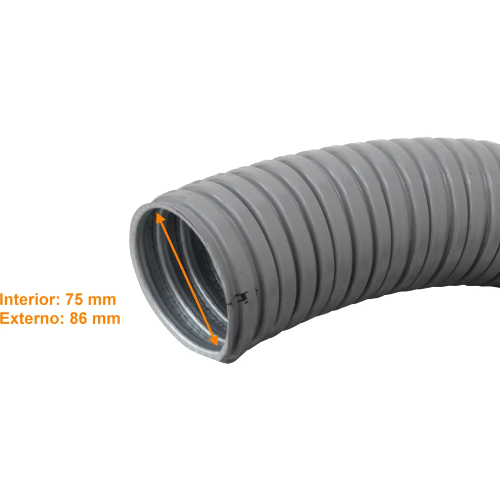 Imagen 2 de 3-Pulg Rollo-10mts Conduit Flexible Metalico Cubierto-PVC 86mm