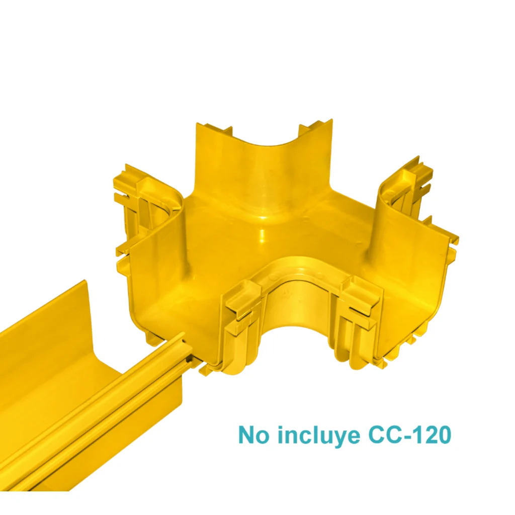 Imagen 2 de 120x100mm Derivacion Cruz Horizontal Amarilla PC+ABS LSZH Hembra