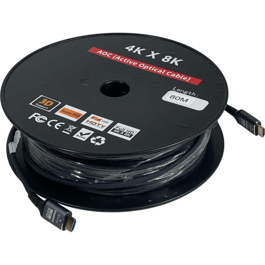 Imagen 2 de Cable HDMI v2.0 M/M 4K 8K 3D Cable Fibra Optica 80mts Color Negro