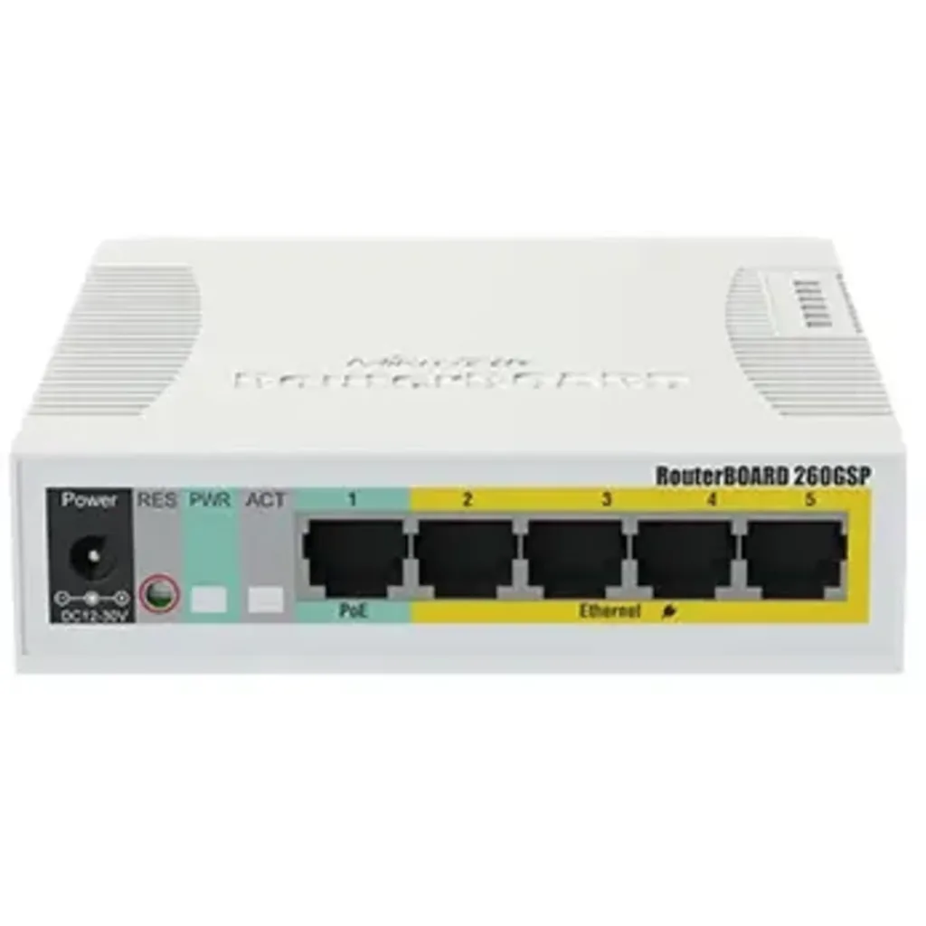 Switch MikroTik RB260GSP, 4*Gigabit PoE-out, 1*SFP, SwOS