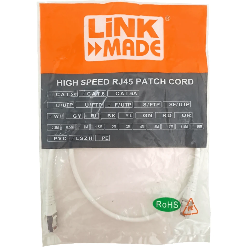 Imagen 2 de Cable patch Linkmade IMT F/UTP Cat6 Blanco LSZH Multifilar 1m
