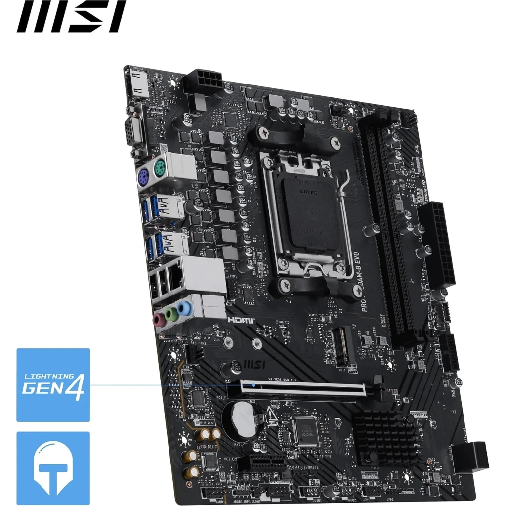 Imagen 4 de Tarjeta Madre MSI PRO A620AM-B EVO Socket AM5 2*DDR5 HDMI 2.5Gbe LAN mATX