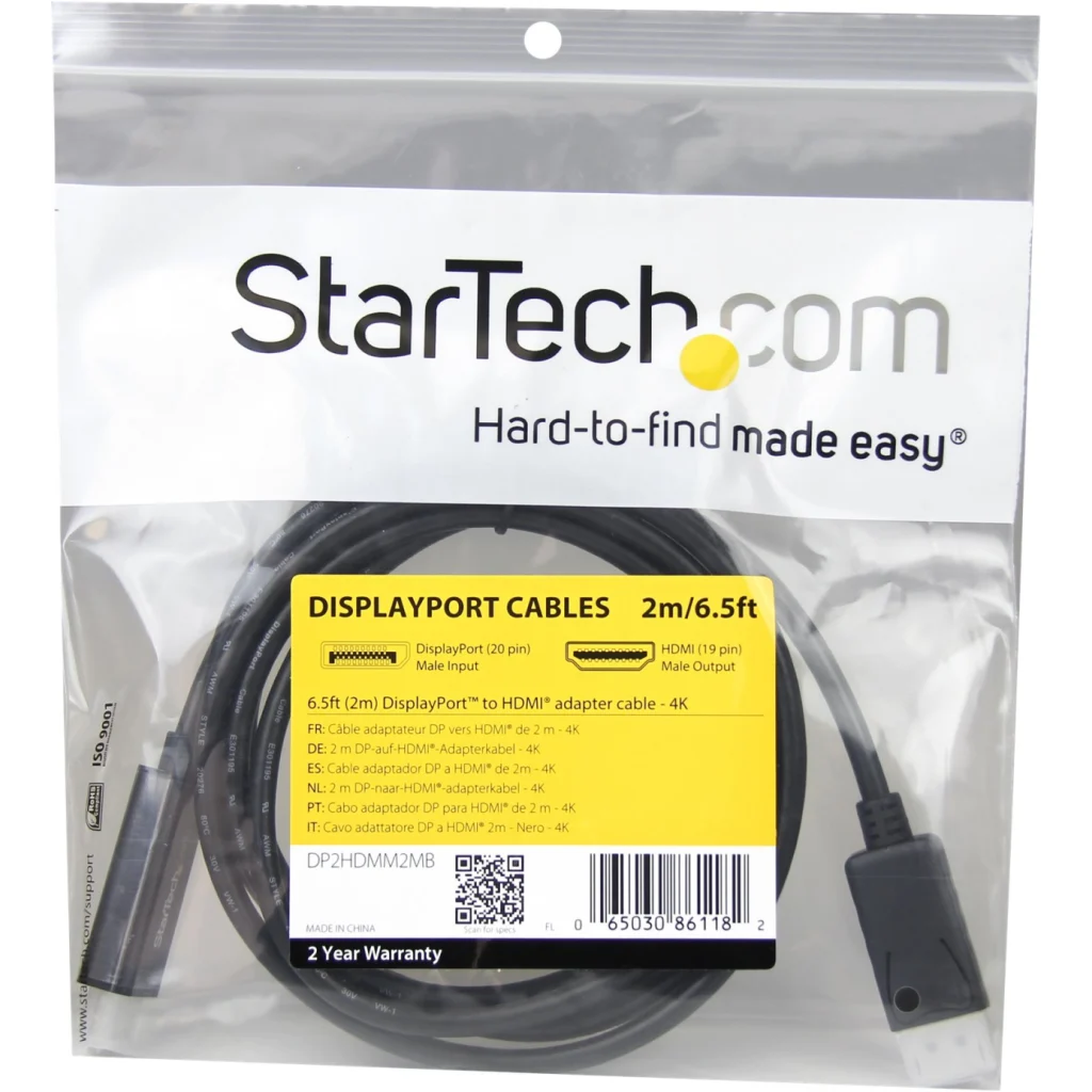 Imagen 3 de Cable Adaptador DisplayPort Macho a HDMI Macho 2mt Ultra HD 4K - StarTech 