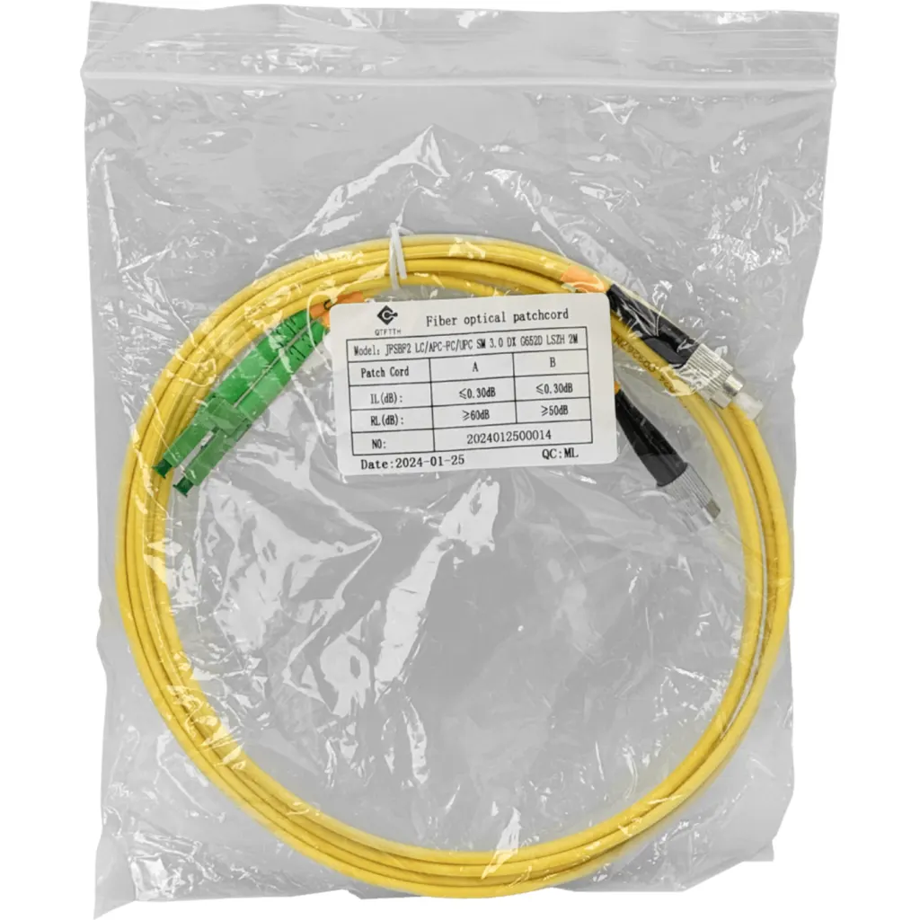 Imagen 1 de 2mt LC/APC-FC/UPC MonoModo SM Duplex Jumper Cable Fibra 9/125um 3mm