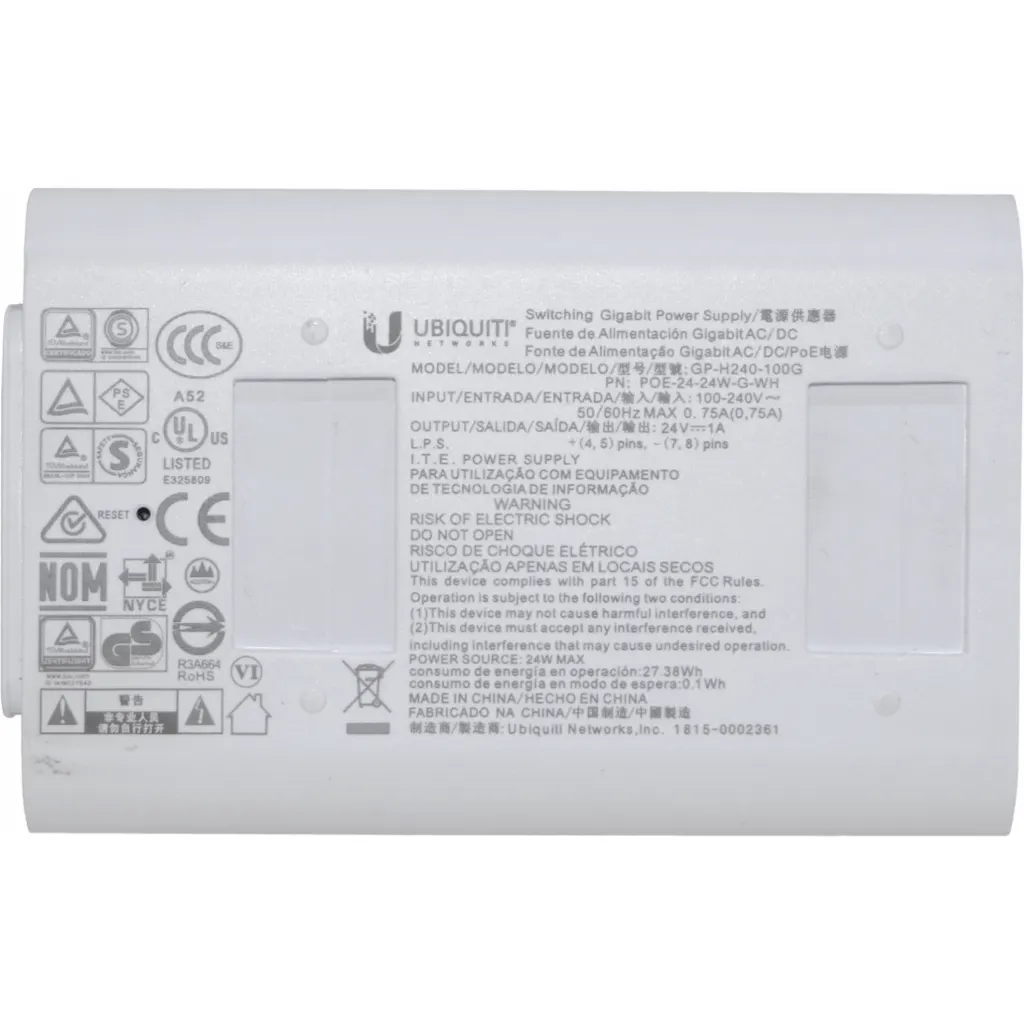 Inyector Ubiquiti PoE-24-24W-G 24V/1A 24W 1xGigE