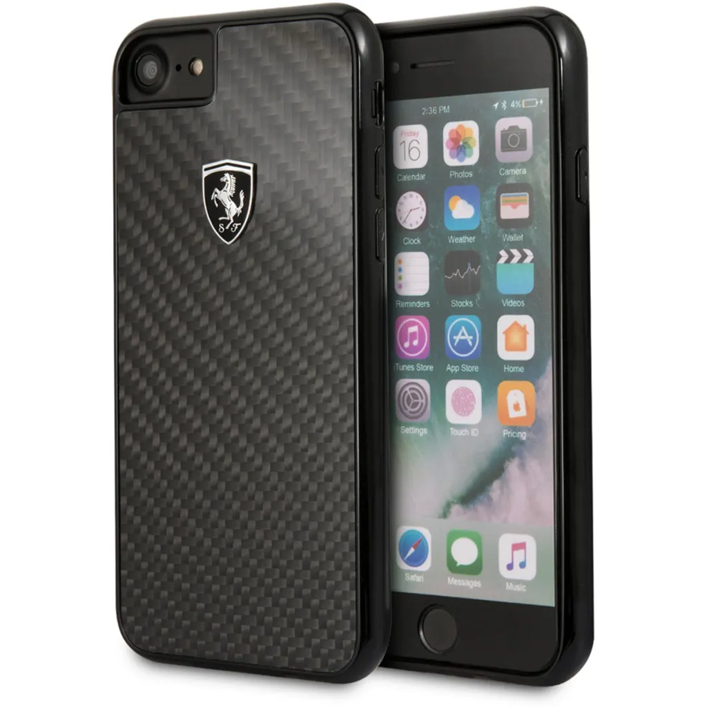 CARCASA FERRARI P/IPHONE 7/8 CABRON NEGRO FEHCAHCI8BK