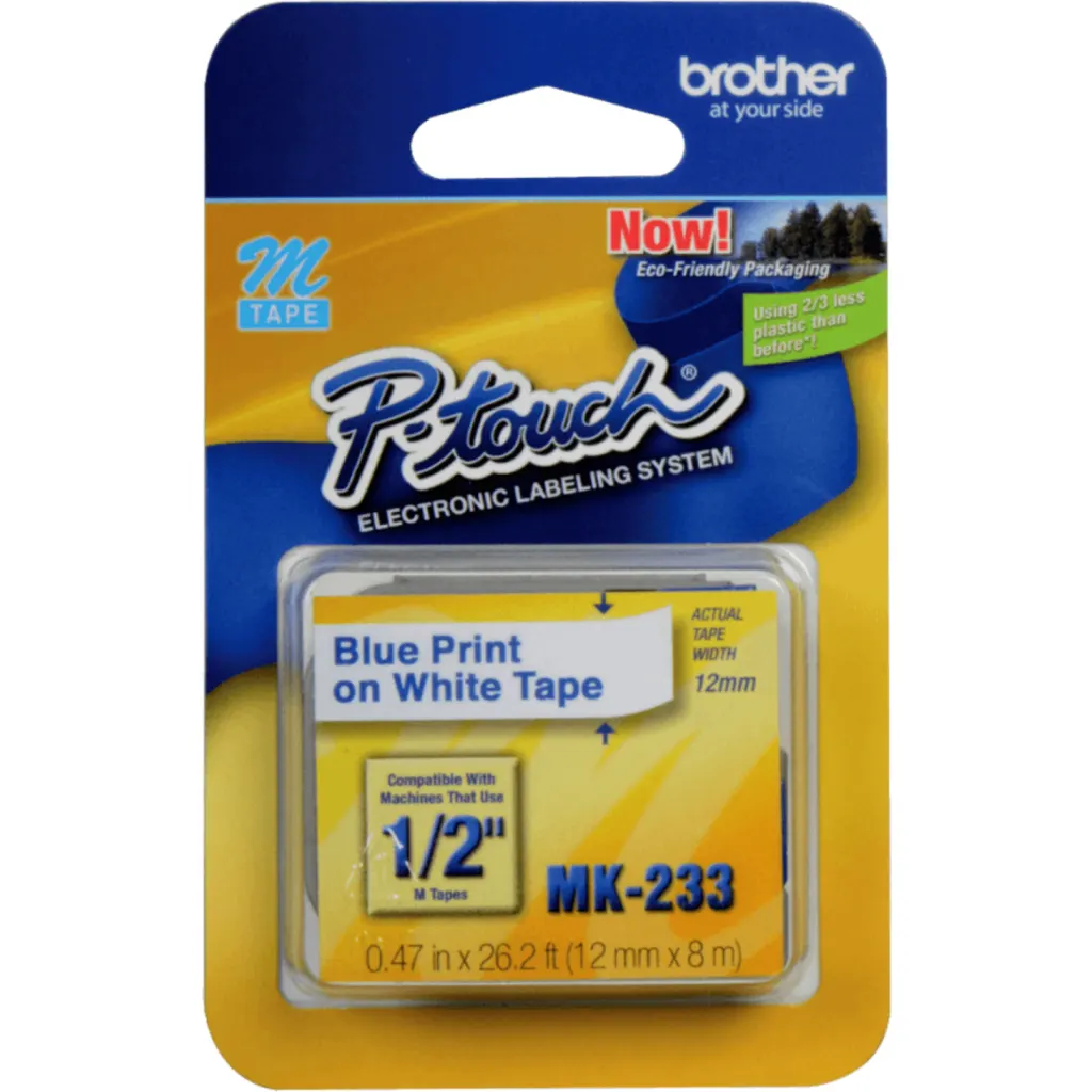 Catridge BROTHER MK233 12mm Azul sobre Blanco tape for PT80/PT90