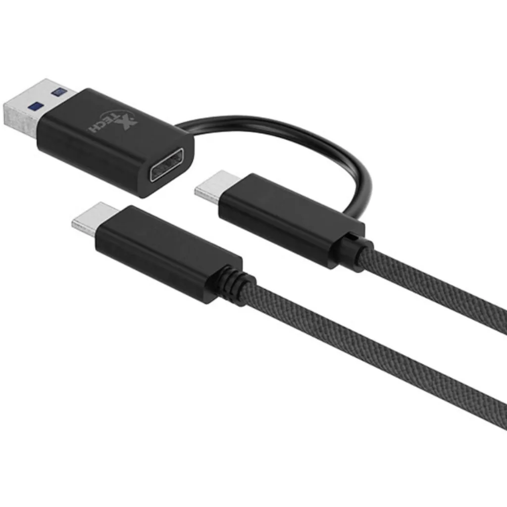 Imagen 1 de Cable Adaptador USB XTech XTC-532, 2en1 USB-C a USB-C con Dongle USB-A2.0 1.82m