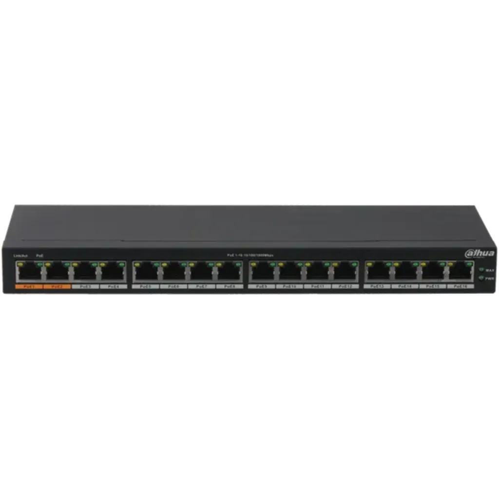 Imagen 1 de DH-PFS3016-16GT-190. SWitch PoE 16 puertos Gb 2 puertos Hi-PoE Standard, 190W.