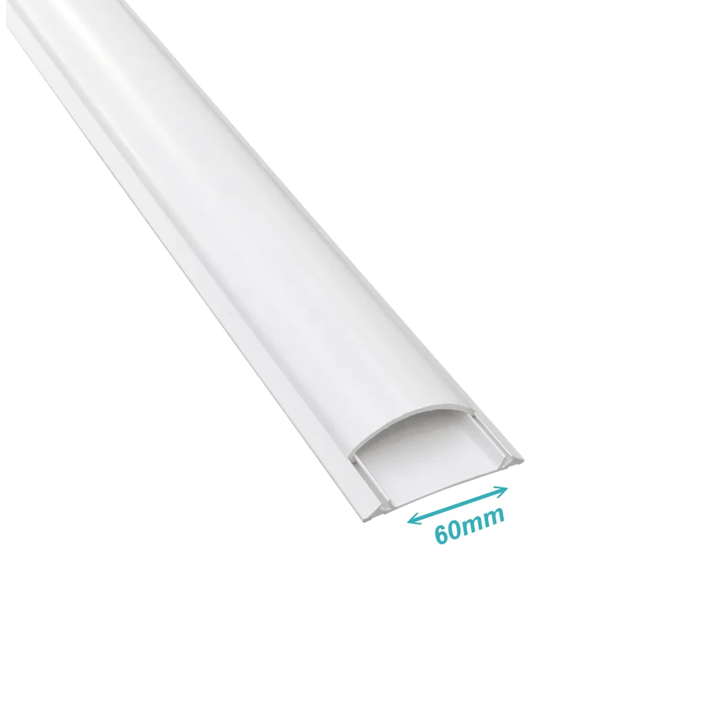 Imagen 1 de LINKCHIP 65x16mm 2mt 2,1mm-Tapa 1,4mm-Base PVC Canaleta de Piso Blanca