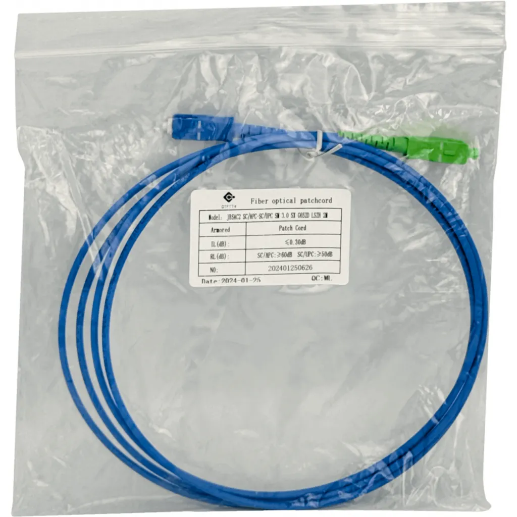 Imagen 1 de LSZH Blindado 2mt SC/APC-SC/UPC SM Simplex JumperFibra 3.0mm 9/125um