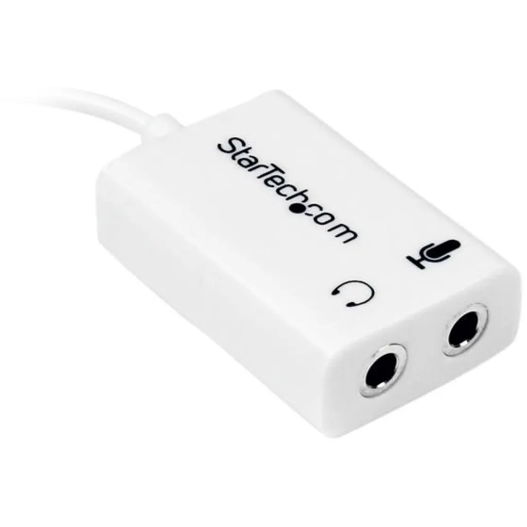Imagen 1 de Adaptador de Audio StarTech Mini Jack 4 pin Macho a 2x 3 pin Hembra Jack/Mic