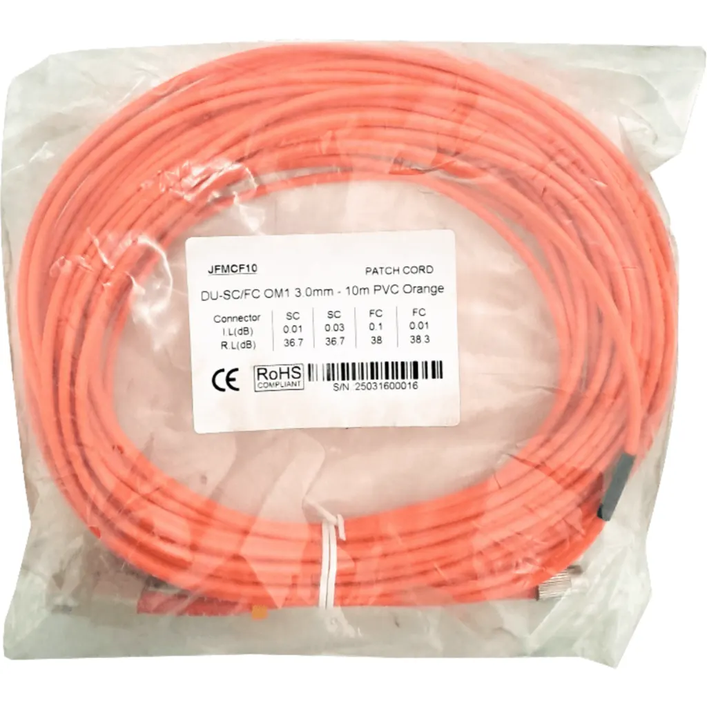 Imagen 1 de 10mt SC-FC OM1 MultiModo MM Duplex Jumper Fibra 62.5/125um LSZH