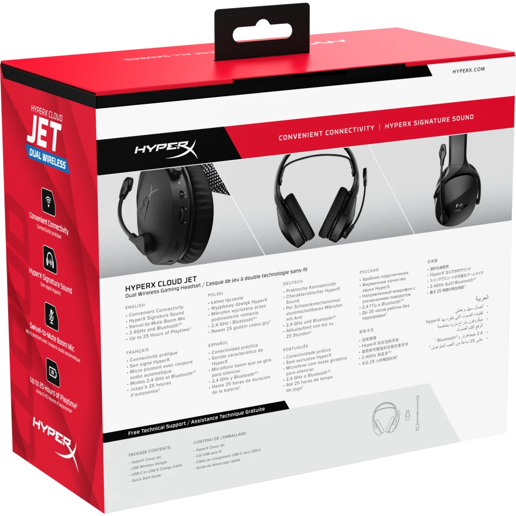 Imagen 6 de Audífonos Gamer Inalámbricos HyperX Cloud Jet, Bluetooth p/PC/PS/Móviles Negros
