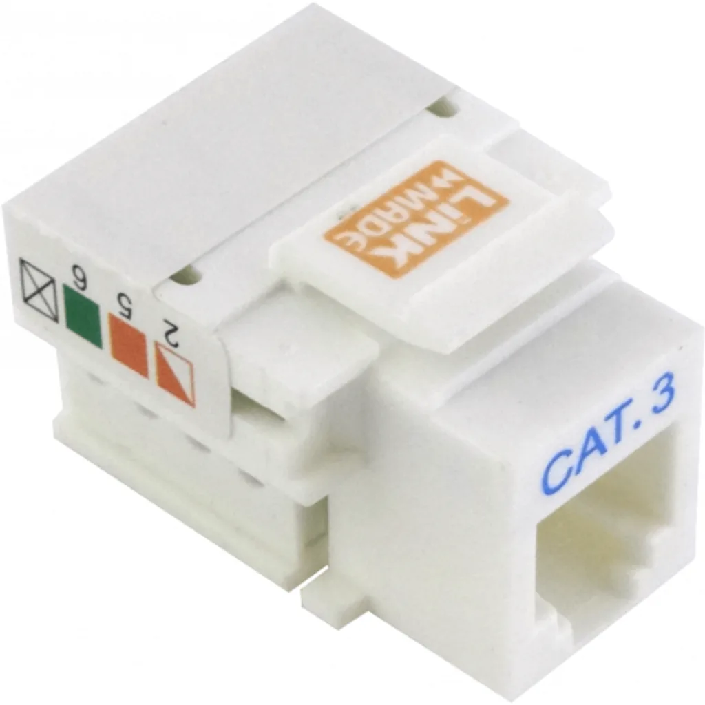 Imagen 2 de LINKMADE Blanco Cat3 RJ11/RJ14 6P4C Hembra Punchable Keystone