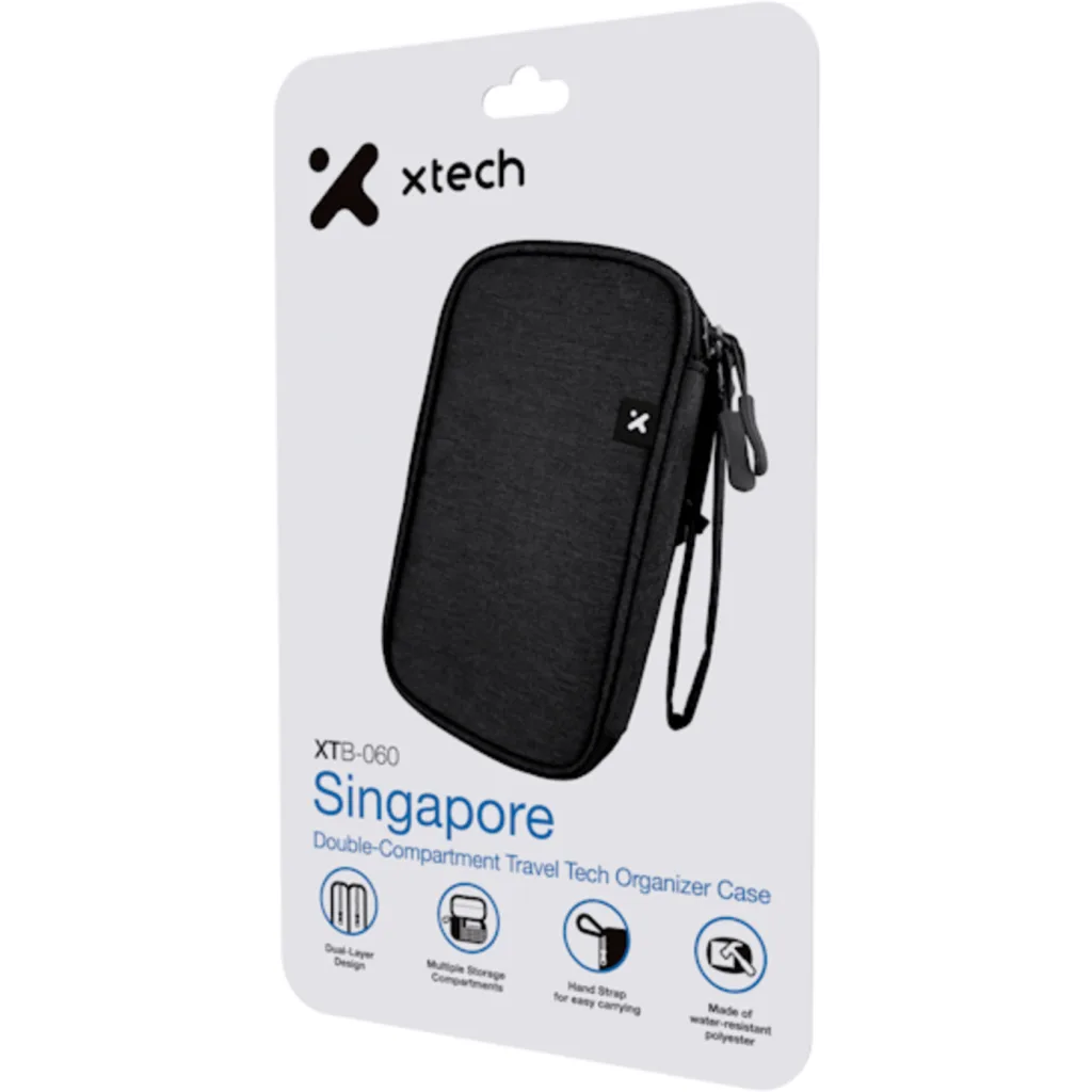 Imagen 10 de Xtech - Travel Tech organizer case - Durable polyester / 100% polyester - All black - Double-Compartment XTB-060