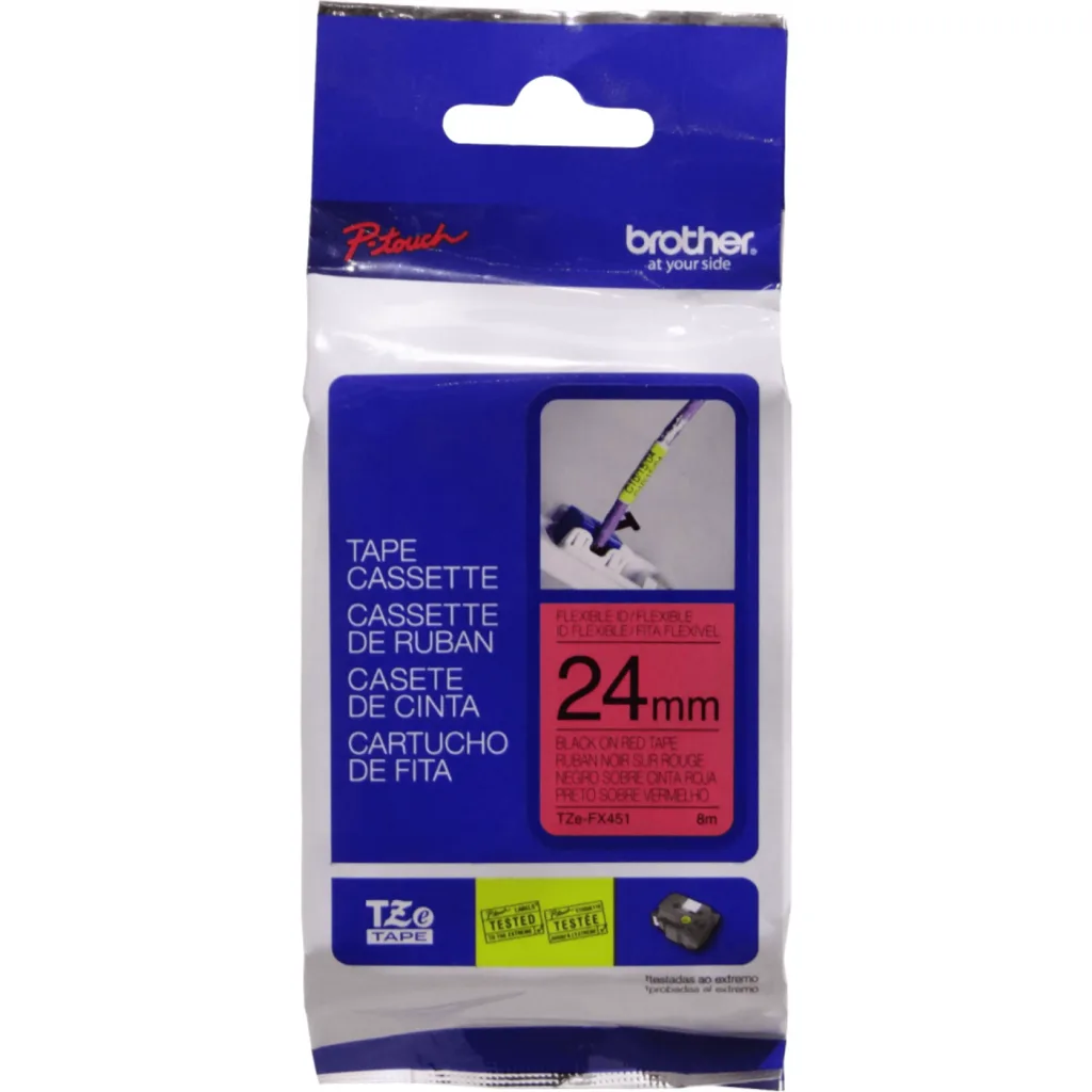 Imagen 1 de BROTHER Flex 24mm Negro en Fondo Rojo Cinta 8mt p/PT-E550WVP/D600VP