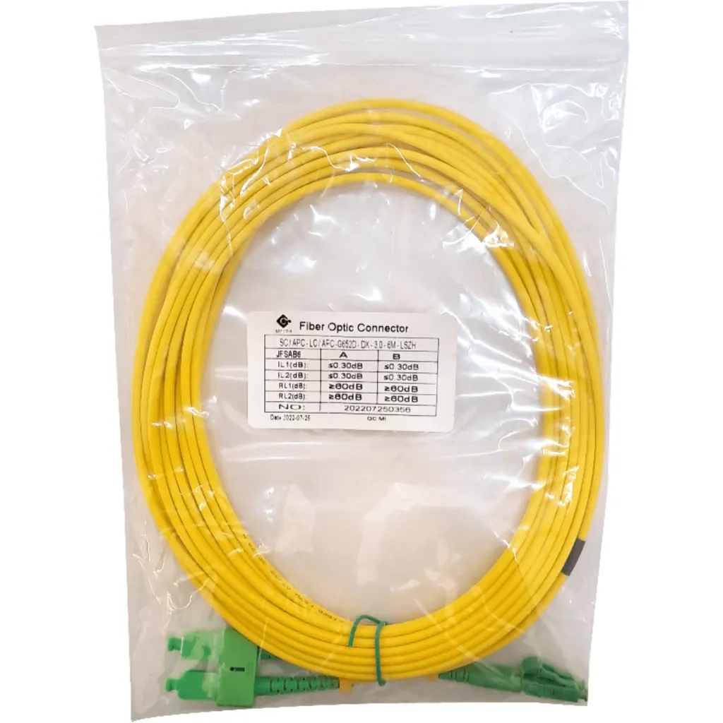 6mt SC/APC-LC/APC MonoModo SM Duplex Jumper Cable Fibra 9/125um 3mm