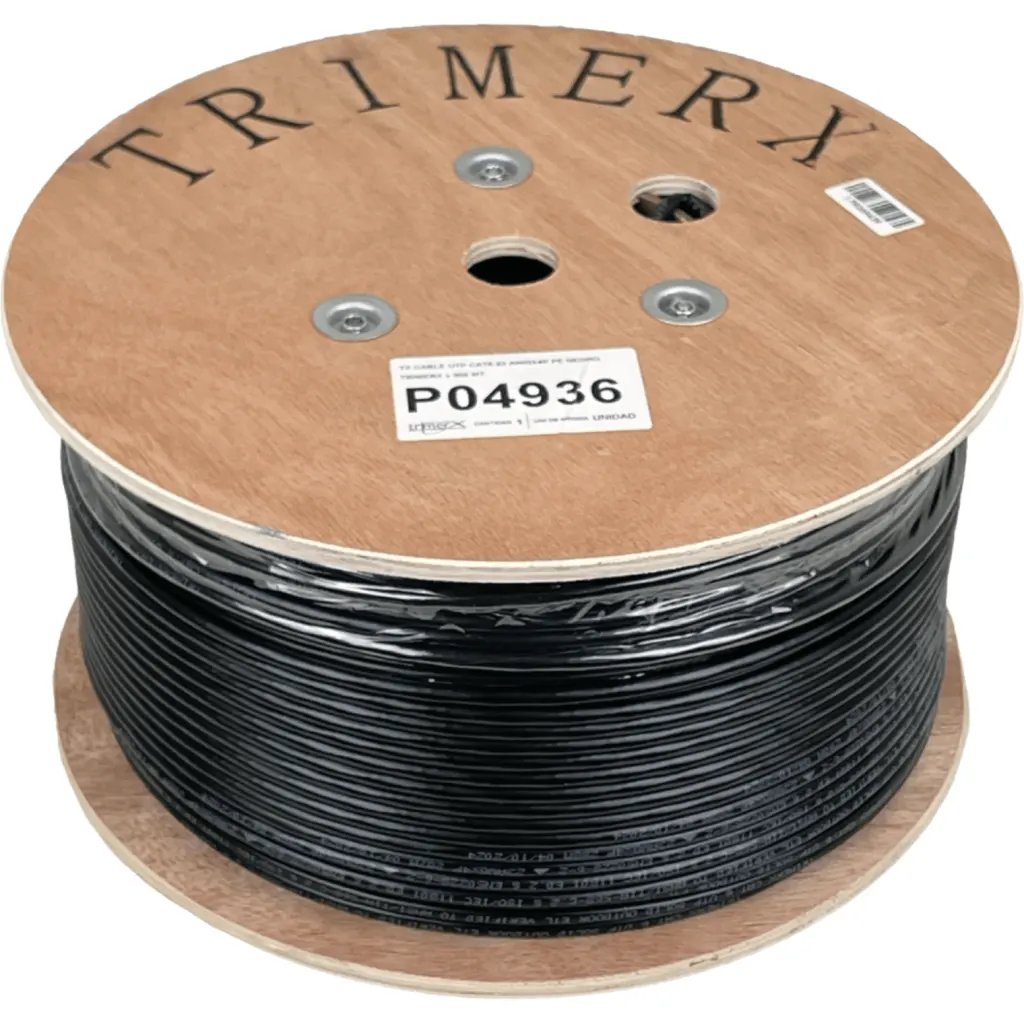 Cable de Red Trimerx Cat6 AWG23 Unifilar 305mts Color Negro