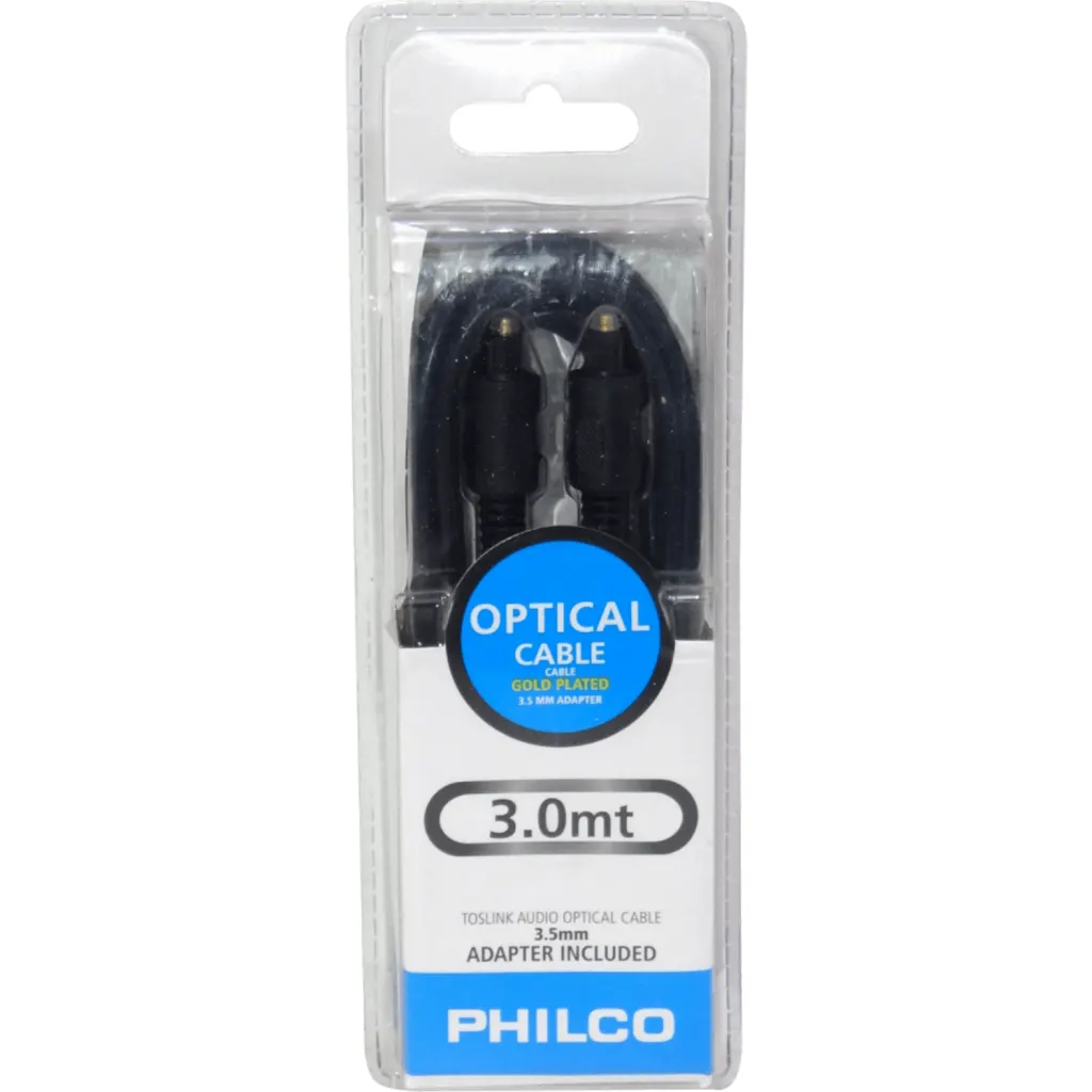 Imagen 2 de PHILCO Cable Audio Optico 3,0mt 3mt 300cm c/Adaptador-3,5mm