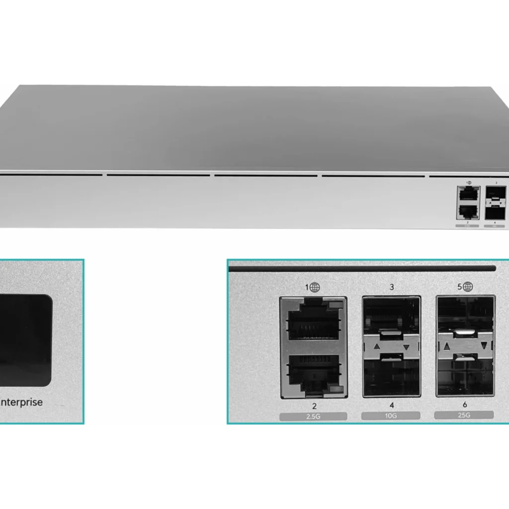 Imagen 2 de UniFi Advance Hosting Gateway  - 1U rack, 5 WAN ports (25G SFP28 + 2.5GbE RJ45),