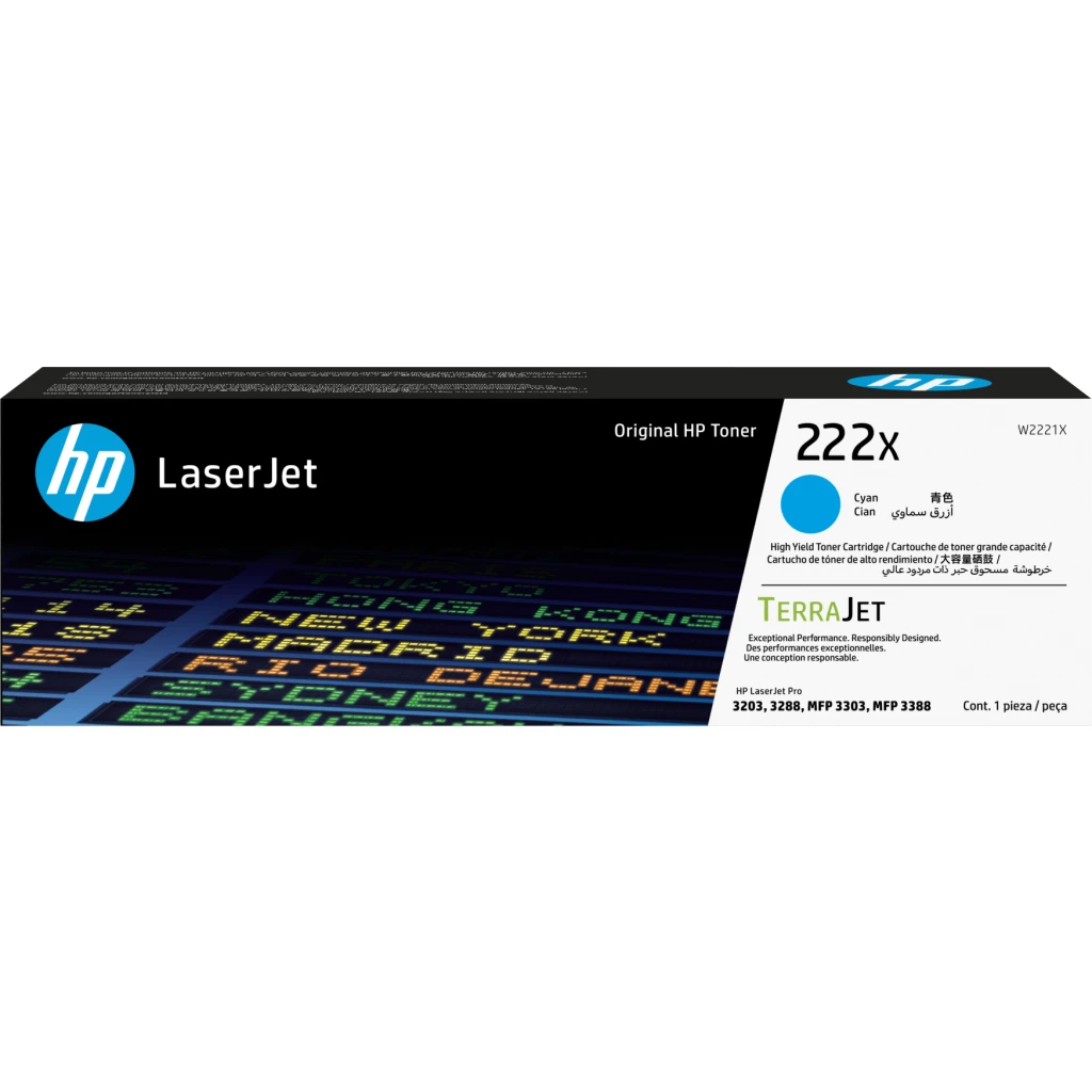 Toner HP 222X CYAN, para LJ 3203 3288 / MFP 3303 3388, 2500 Páginas