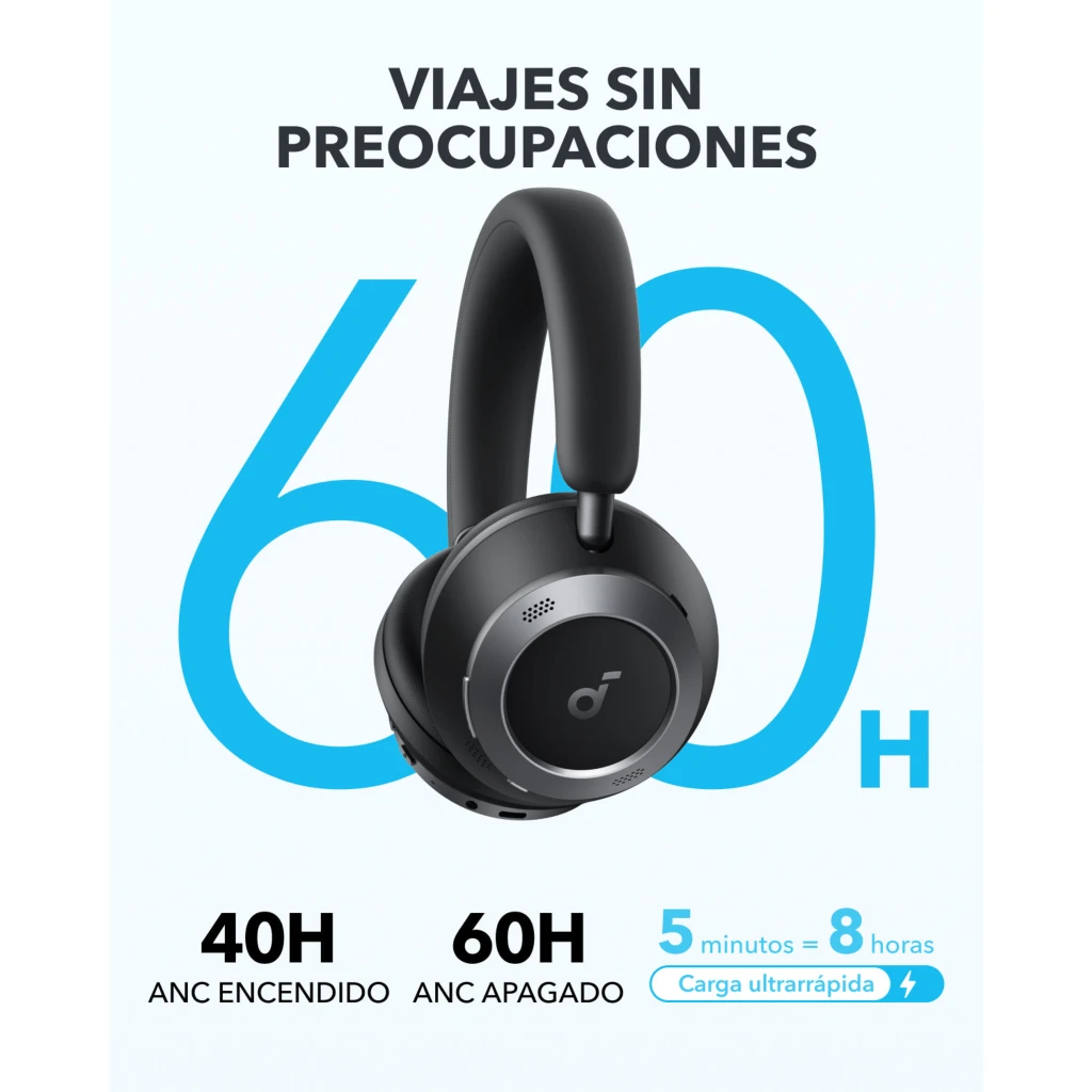 Imagen 4 de Audífonos Inalámbricos SoundCore Space One Alta Resolución BT LDAC Color Negro