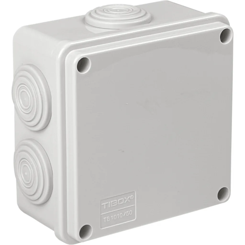 Imagen 4 de TIBOX 100x100x50mm Caja Estanca Blanca IP55 7-Conos 4-Tornillo AG1010R