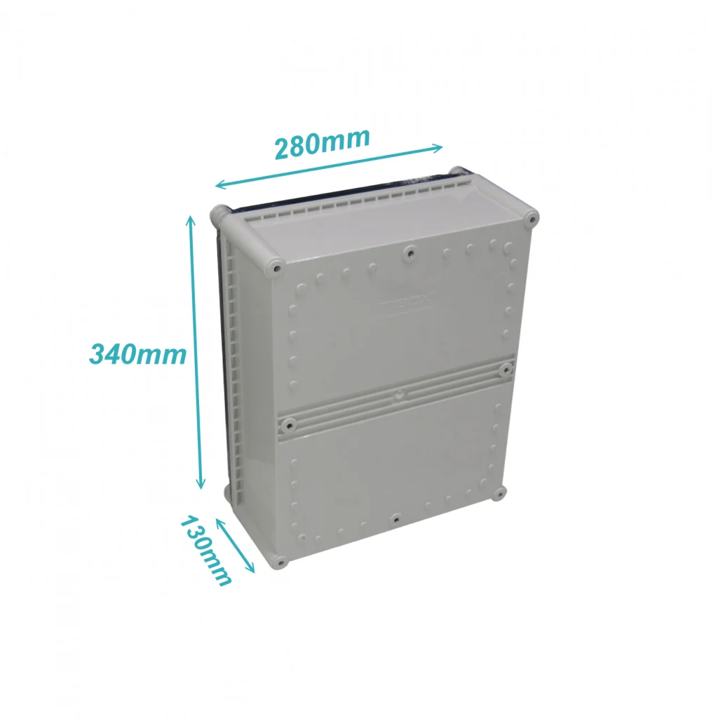 TIBOX 340x280x130mm Caja ABS IP66 Tapa-Transparente c/Placa-Aluminio